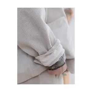 여성 테일러드 자켓 가을 겨울 코듀로이 원단 터틀넥 오픈 베이지 긴팔 도톰 코트 DUCHI4