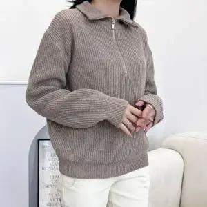 니트 카라넥 여 반집업 여성 가을 여자 니트티 (KYR-WFH6991)