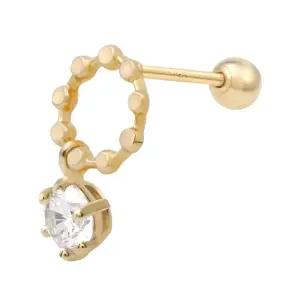 14K GOLD 큐빅 드롭 링 골드 금 피어싱 (WFK5OID)