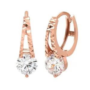 14K GOLD 큐빅 로즈골드 고급 원터치링 금 귀걸이 (WFK5OI4)
