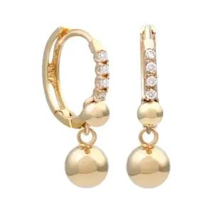 14K GOLD 골드 볼 드롭 큐빅 라인 원터치 링 금 귀걸이 (WFK5OIL)