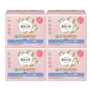 좋은느낌 유 기농순면 맥시날개 대형 생리대 14입x4개