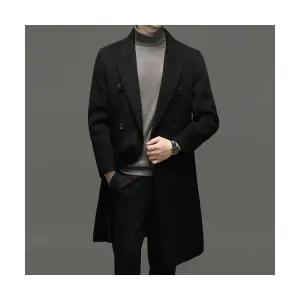 토르 남성 더블 모직 코트 가을 겨울 정장 넥 슬림핏 무릎까지 오는 롱 OPH4