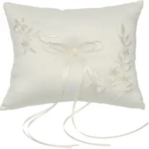 삼키 펄 자수 플라워 잎 웨딩 링 베어러 베개 7인치 x - 보리 RP010I