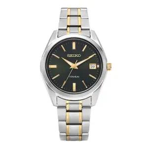 세이코 남성 메탈 손목 시계 티타늄 데이트 SUR377P1