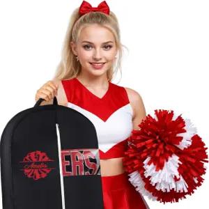 치어리더 유니폼 맞춤형 의류 가방 이름 - 2개의 메쉬 포켓 통기성 블랙 선물에 이상적인 원피스 커버