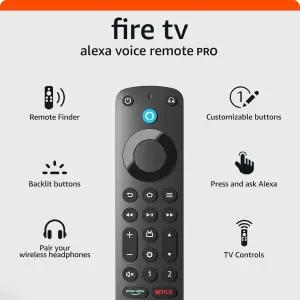 원격 파인더 TV 컨트롤 백라이트 버튼 Amazon Fire Alexa Voice 리모컨 프로(최신 모델)