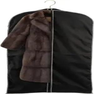 여행 옷걸이 60인치 럭셔리 모피 코트 면 혼방 천 의류 가방(블랙-하운드패턴 트림) - 정장 커버 가방 남녀