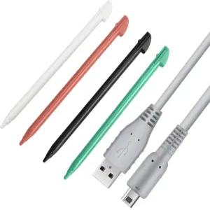 USB 충전 케이블이 있는 쿠우드 3DS XL 스타일러스 펜 XL과 호환되는 교체 4 in 1 콤보 터치 스타일리 세트