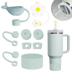 [미국배송] 메패스터 컵 액세서리 세트에는 6PCS 실리콘 유출 방지 스토퍼 9-10MM 빨대용 빨대 커버 캡 2PCS 스탠리 40OZ & 30OZ 텀블러(미스트)와 호환되는 부츠 1PCS 스탠다드가 포함되어 있습니다