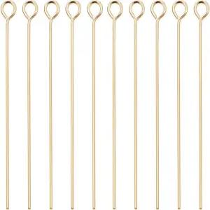 베네크레아트 100PCS 리얼 18K 골드 도금 아이핀 목걸이 및 DIY 공예용 게이지 오픈 루프 21개 길이