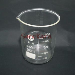 500ml 저형 비커 화학 실험실 붕규산염 유리 투명 스파우트 포함