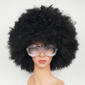 검정색 특대형 뽀글이 가발/파티용 파마 아줌마 머리
