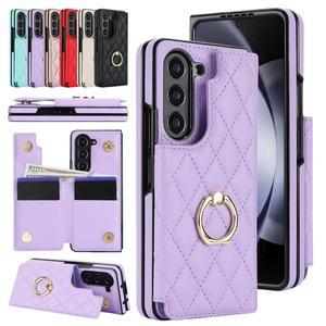 [유니커블]갤럭시 Z폴드 6 5 4 3 폴더 예쁜 퀄팅 카드 수납 지갑 플립 커버 스마트링 거치대 가죽 케이스