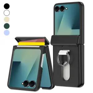 갤럭시Z 플립 7 FE 6 5 힌지 보호 트리플 인 무아르 카드 2장 수납 케이스 핑거링 고리 커버 플립 케이스