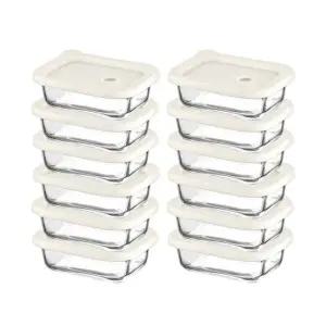 내열오븐유리 촉촉한 즉석한끼용기 직사각형 370mlx6p -2개 밥용기 유리용기 냉동밥보관 찜기 반