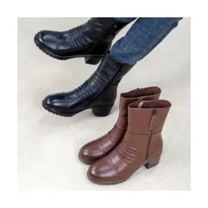 제이시 발 편한 소가죽 미들 앵클부츠 6cm B116