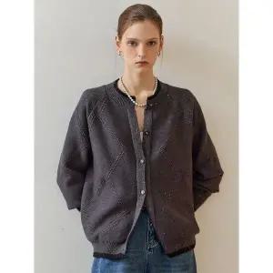 [하프클럽/]스팽글 다이아 패턴 니트 가디건