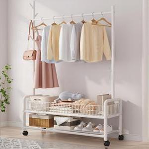 이동식 바퀴 다기능 멀티 행거 하단 보관 심플 디자인 옷걸이 랙 화이트
