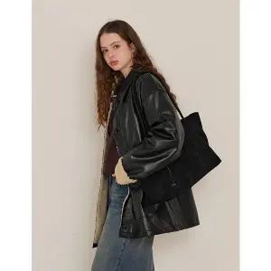 [공구우먼] [제작] 리스본 레더 누빔 루즈핏 하프 자켓 85318 빅사이즈 여성의류