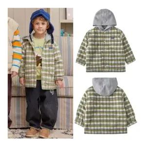 [블루독](대구신세계)25년F/W신상 25C15-125-01 (KH) 체크 후드 셔켓점퍼