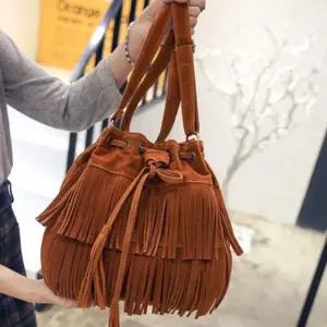 여성 패션 복조리 크로스백 태슬 버킷백 인기 숄더백 (WFJ6YXC)