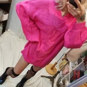 루즈핏 여성 윈터 핫 겨울 따뜻 핑크 롱 니트 브이넥 (KYR-WFGB2YJ)