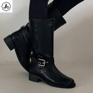 [애슬릿] 하프 부츠 미들 여성 겨울 블랙 버클 웨스턴 바이커