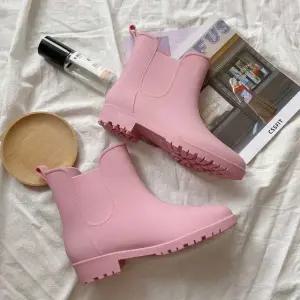 여성 첼시 레인부츠 숏 장화 발목 장화 비오는 날 (WFJ7CIY)