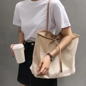 여성 데일리백 캔버스 숄더가방 내부 포켓 데일리 에코백 (WFJSP6T)