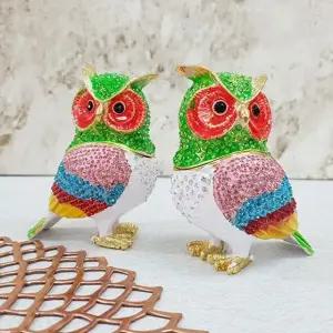 고품질 1쌍 fh1801 칠보 커플부엉이 색상랜덤 부엉이모형 (WFK6IJ6)