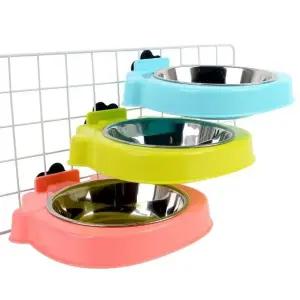고품질 애완동물 철망 부착형 식기 스틸 물그릇 식탁용 애완용 그릇 (WFK6NTO)