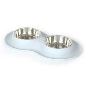 고품질 애완동물 식기 실리콘 더블볼 식사 그릇 파우더블루 (WFK6O2F)