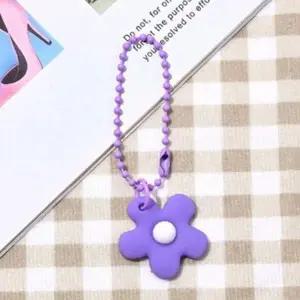 컬러 플라워 키링 퍼플 가방 데이지 꽃 키홀더 (WFK90D9)