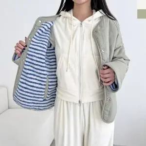 겨울스타일 리버시블 점퍼 양털 여자 뽀글이 스트라이프 양면 (WFK9K2Q)