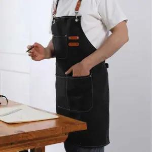 남자 카페 바리스타 작업 복 캔버스 앞치마 에이프런