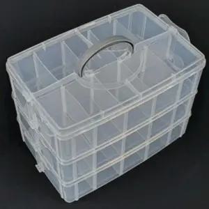 3단칸분리소품수납함 장난감 문구정리박스 반투명 중