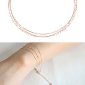 정품 14K 금 로즈골드 트리플 체인 데일리 팔찌 Lds7+3HEm