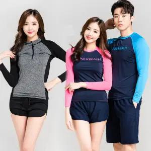 빅사이즈 수영복 루즈핏 집업 반집업 커플 래쉬가드/비치반바지/워터레깅스