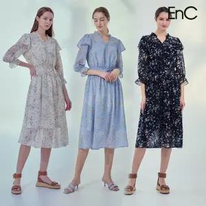 [런칭가 109000원] EnC 이앤씨 플라워 패턴 쉬폰 원피스 1종