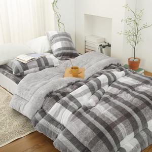 윈터체크 극세사 겨울 차렵이불+베개커버 세트 국산 SS Q 싱글 퀸
