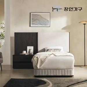 장인가구 까르뎅차콜 패브릭 LED 호텔 침대 투매트리스 프레임 SS+800협탁1