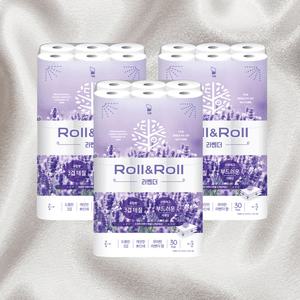롤앤롤롤휴지 라벤더화장지 3겹롤휴지 30m 30롤 3팩
