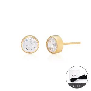 [모룬] (1월베스트) 14K 베젤큐빅 침 귀걸이 M 한쌍 MOE40089
