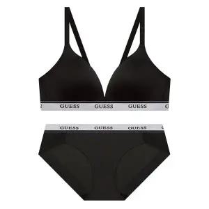 [게스언더웨어](센텀시티점)노와이어 실버밴디드 볼륨 브라+팬티세트 블랙컬러 OCWBRC93BK/OCWBPC93BK