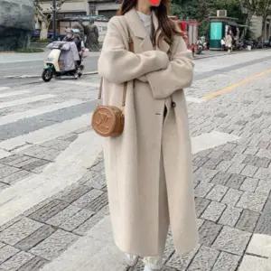 모던실루엣 롱코트 모직 오버핏 더블버튼 3컬러 여성