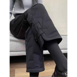 기모 패딩바지 밴딩팬츠 여자겨울바지 네이비 고무 방한 PF 골지 남녀커플 옷 여성용