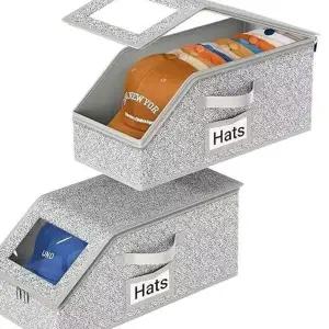 모자 수납함 리빙박스 옷장 투명 모자 정리함 뚜껑 골판지 부직포