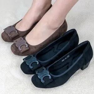 더힐슈즈 스웨이드 장식 털안감 여성여자 구두 정장화 펌프스 힐 4.5cm smm883