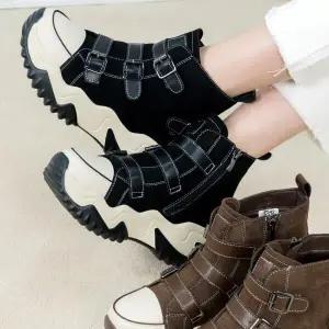 슈즈 가죽 키높이 여성여자 운동화 슬립온 하이탑 스니커즈 7cm smp542